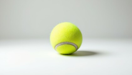 Bright Yellow Tennis Ball on White Background