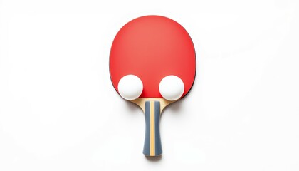 Red Ping Pong Paddle with Balls Ready to Play