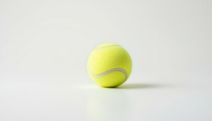 Tennis Ball Image Bright Yellow Sports Ball on White