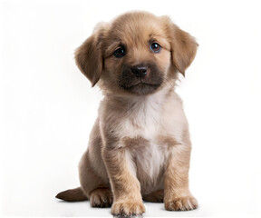 Fototapeta premium Adorable Golden Retriever Puppy Sitting on transparent Background