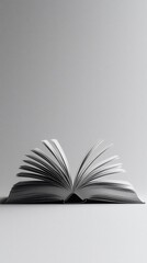 Open book on white background.