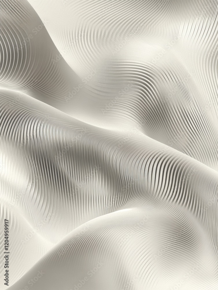 Poster Soft curves and gentle waves in a light fabric create a serene visual experience in flowing texture art. Generative AI