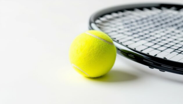 Tennis Ball and Racket Ready for a Game