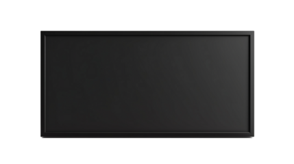 Black-bordered digital screen display, isolated on transparent background 