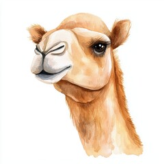 Obraz premium Watercolor Painting of a Dromedary Camel's Head and Neck
