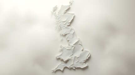 Abstract paper relief map of Great Britain.