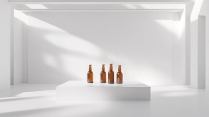 Studio Bottles Display Minimalist White Background