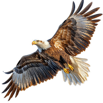 recommend clip art: Majestic bald eagle soaring high with wings spread on transparent background clipart