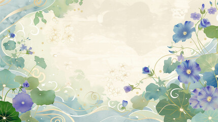 Obraz premium Nature-Inspired Background with Pastel Floral Elements and Gentle Swirls