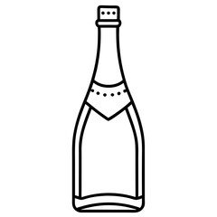 Champagne Bottle Line Drawing Illustration