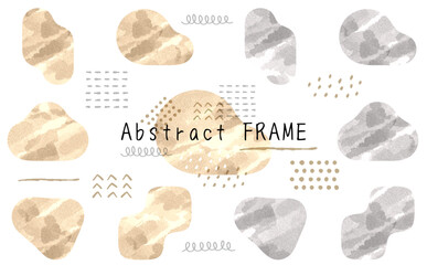 watercolor-5。ウォーターカラーのフレームセット。透明感のあるフレームと組合せ自由な装飾セット。お洒落なフレーム。