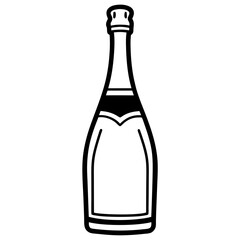 Champagne Bottle Line Drawing Illustration