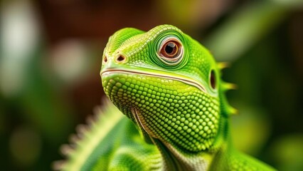 Fototapeta premium Magnificent Green Lizard Close-Up