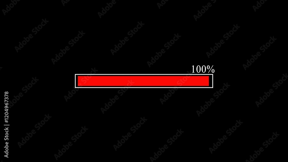 Poster a fully complete loading bar illustration, set at 100% progress, ideal for use in dashboards, websit