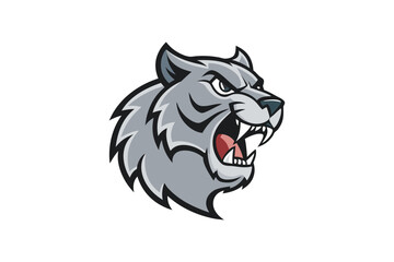 Fierce Grey Tiger head mascot logo design for e-sport