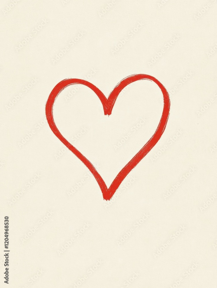 Aufkleber bright red heart shape drawn on neutral background conveying love and warmth. generative ai