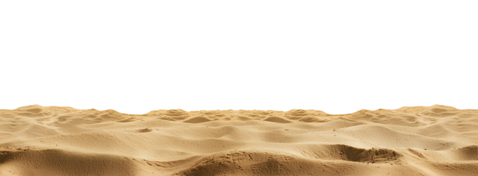 A Vast Expanse of Golden Sand Dunes in a Desert Landscape, Isolated on Transparent and White Background