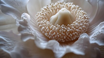 Delicate White Flower Center Close Up Macro Shot