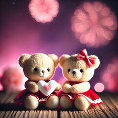 Fototapeta premium happy teddy day with celebrate background 