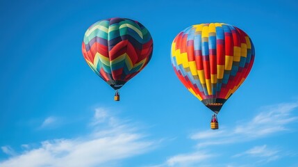 Obraz premium Balloons flying into the blue sky, symbolizing freedom and joyful celebrations 