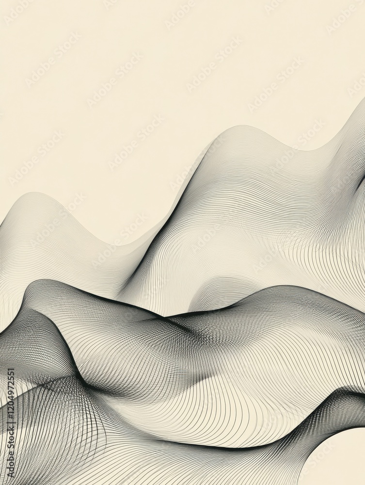 Fototapete abstract wavy lines create an engaging texture on a soft beige background. generative ai
