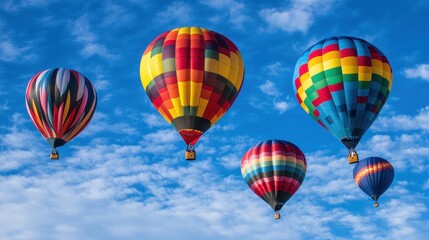 Fototapeta premium Balloons flying into the blue sky, symbolizing freedom and joyful celebrations 