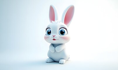 Obraz premium Cute bunny, sitting, studio, white background, Easter