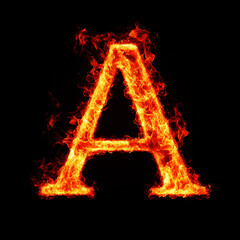 The letter A is in the shape of a flame