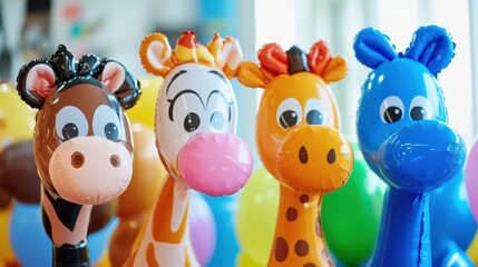 Balloons shaped like animals, perfect for kidsâ€™ birthday parties or fun themes 
