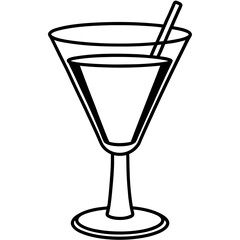 Elegant Line Art of Cocktail Glass