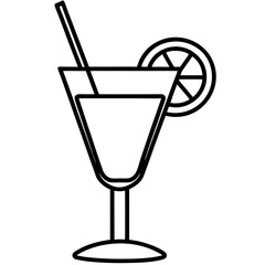 Elegant Line Art of Cocktail Glass