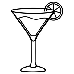 Elegant Line Art of Cocktail Glass