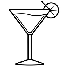 Elegant Line Art of Cocktail Glass