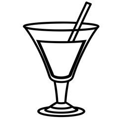 Elegant Line Art of Cocktail Glass