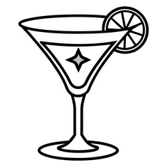 Elegant Line Art of Cocktail Glass