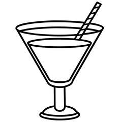 Elegant Line Art of Cocktail Glass
