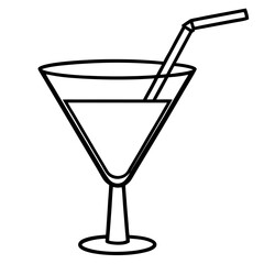 Elegant Line Art of Cocktail Glass