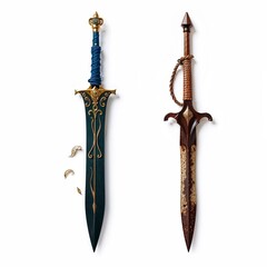 fantasy swords against a white background