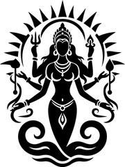 vector sketch illustration logo icon design traditional ethnic classic vintage god goddess symbol with lots of ornaments.eps