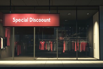 Modern Mall Storefront with Special Discount Banner