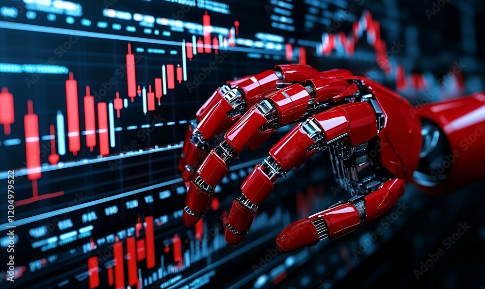 Poster ai-driven cryptocurrency trading, a visual representation of algorithms analyzing market trends and 