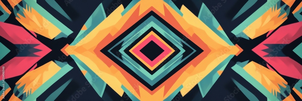 Aufkleber Vibrant abstract geometric design featuring bright colors and dynamic shapes in a symmetrical pattern with a modern touch. Generative AI