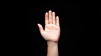 Open Hand Gesture Against Black Background Symbolizing Communication and Interaction