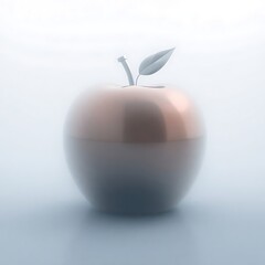 Metallic apple with gradient, shiny surface on a light background.