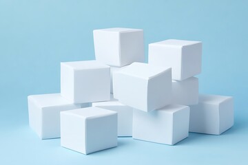 Random shifted white cube boxes block background