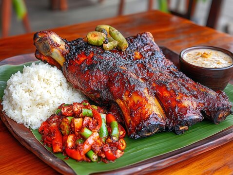 Savoring Indonesian Babi Guling A Spicy Balinese Feast in Bali Culinary Delights Outdoor Dining Local Cuisine