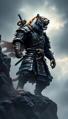 Naklejka premium knight with sword and shield