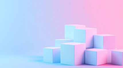 Obraz premium Random shifted white cube boxes block background