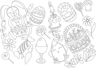 image of line art attributes of the Easter holiday