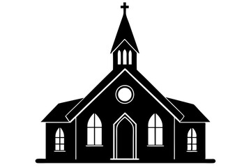 Church silhouette vector, Christian church house icon, Church building vector illustration 